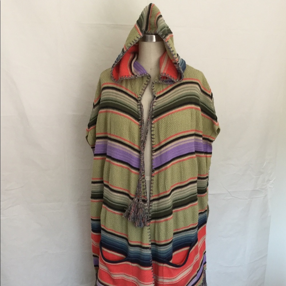 MOTH Calexico Hooded Pancho Duster Cape Fringe XS
